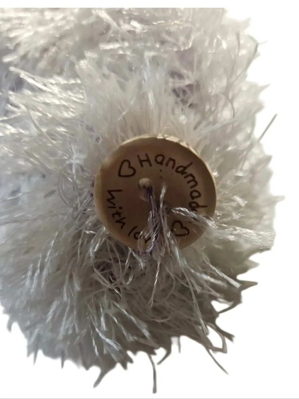 Handmade Faux Fur Crochet Boa Scarf Lavender Pain Awareness Brooch OOAK Botanica